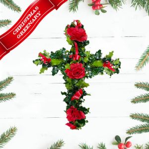 Christmas Holly Cross