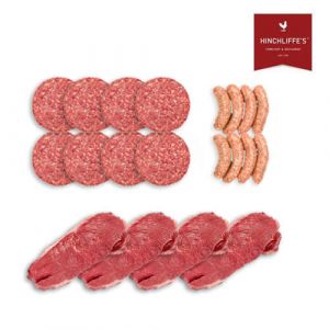 Hinchliffes Farm Shop Rump Steak, Beef Burgers & Pork Sausages BBQ Pack