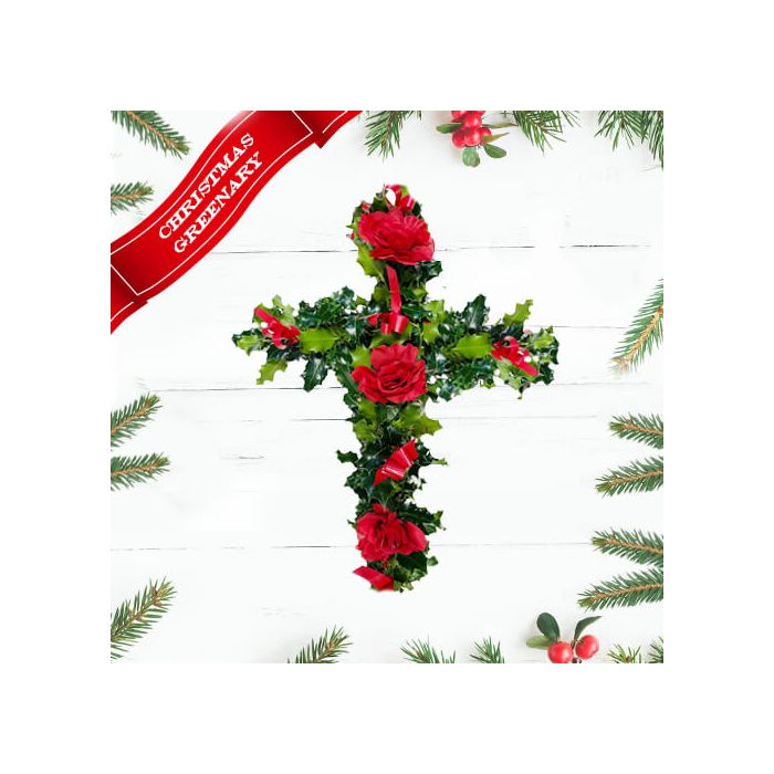 Christmas Holly Cross