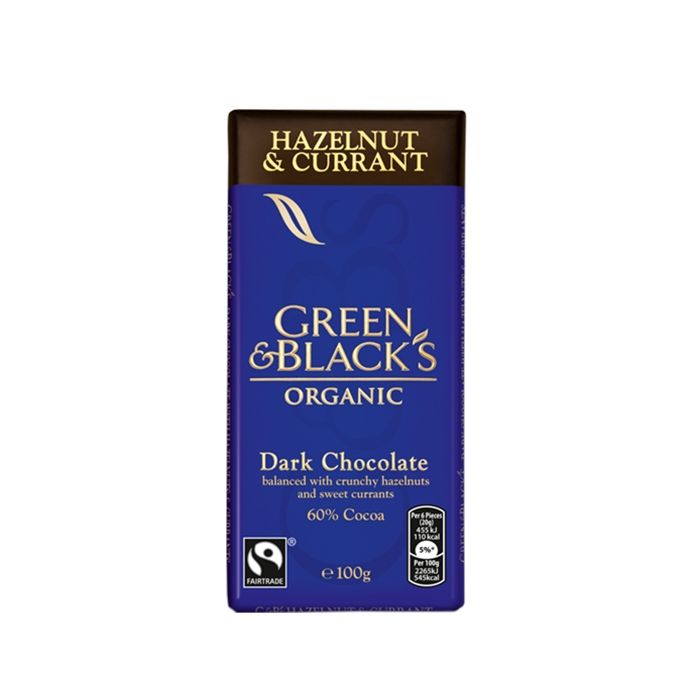 Green & Black's Organic Hazelnut & Currant Dark Chocolate Bar