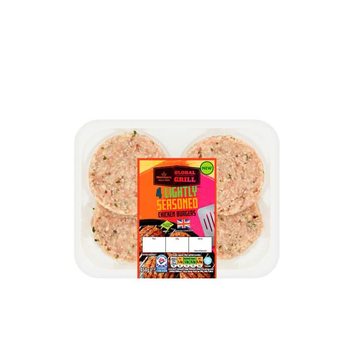 Morrisons Lightly Seasoned Chicken Burgers