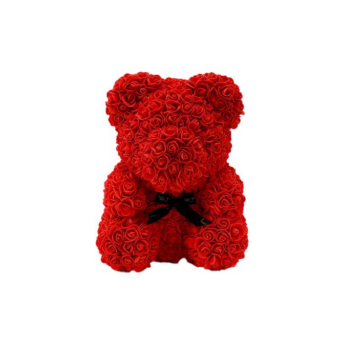 Vibrant Red Rose Bear